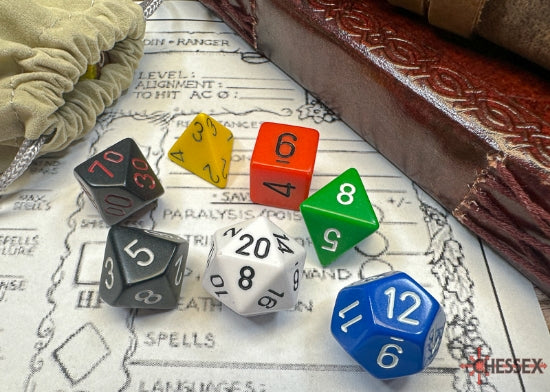 Chessex Nostalgia Opaque GM & Beginner Player Polyhedral 7-Dice Set product image