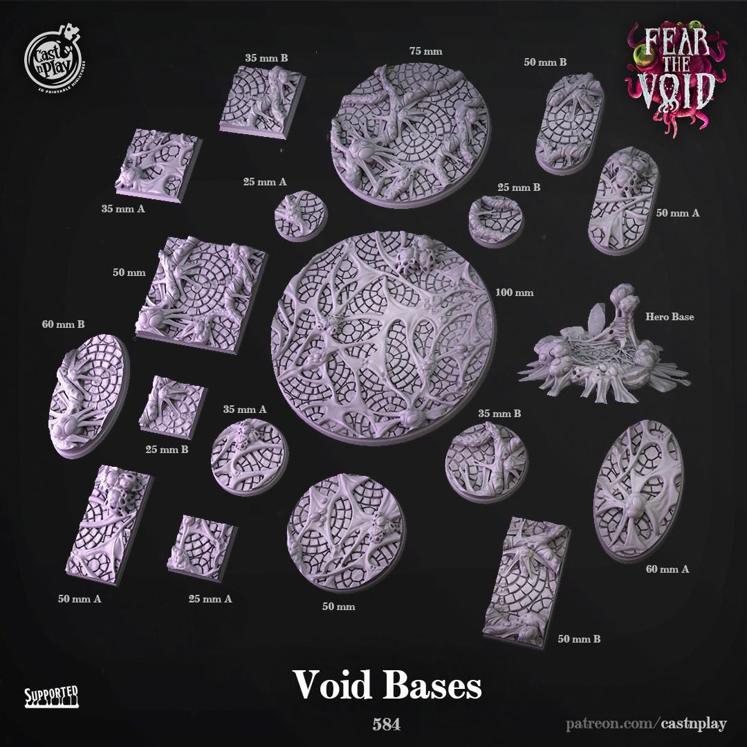 Fear the Void Bases Set - resin tabletop miniature front view