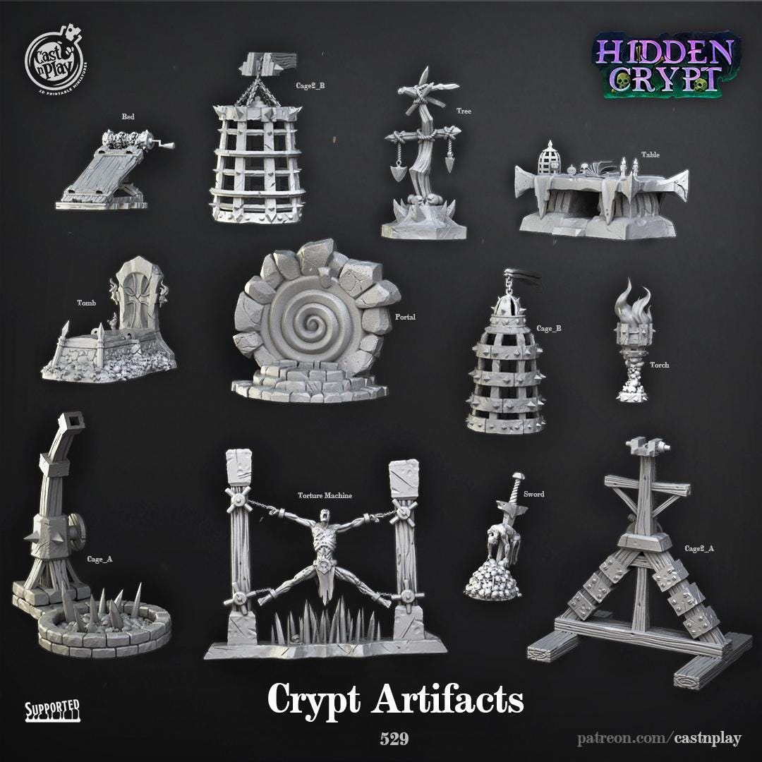 Hidden Crypt Crypt Artifacts Terrain Set - resin tabletop miniature front view