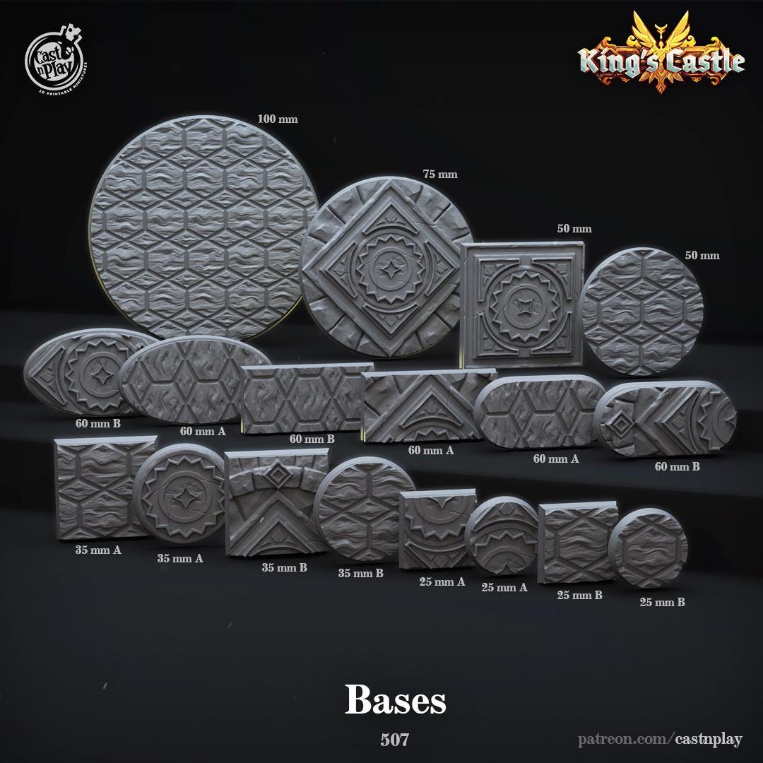 King's Castle Bases Set - resin tabletop miniature front view
