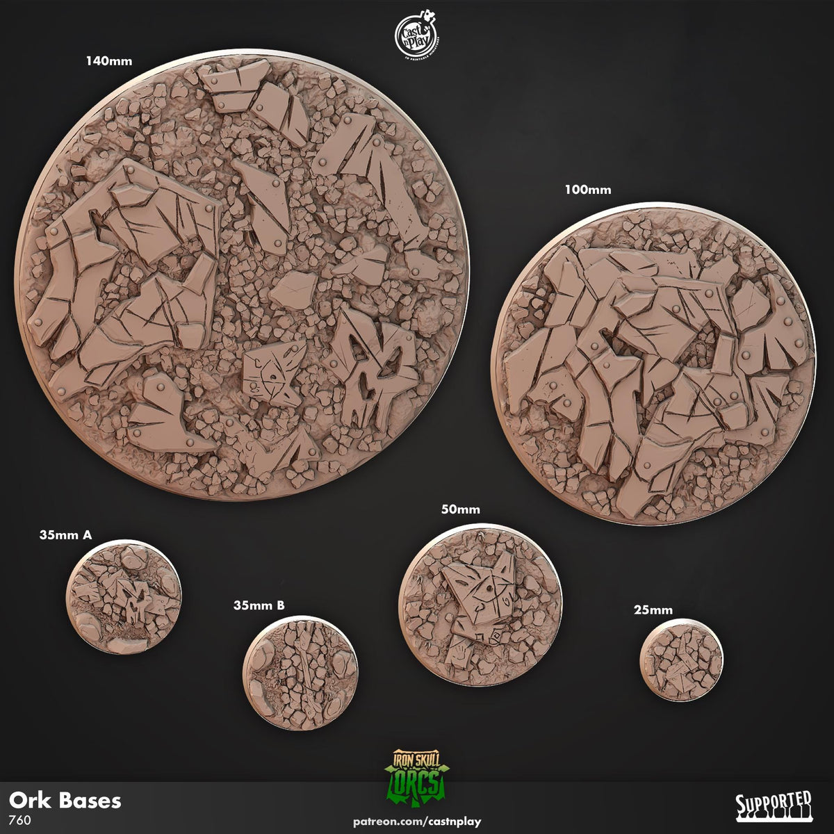 Iron Skull Orcs Miniature Bases - resin tabletop miniature front view