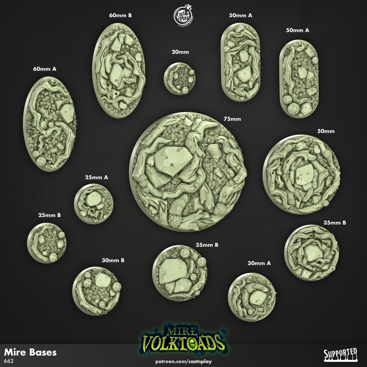 Mire Volktoads Bases Set - resin tabletop miniature front view