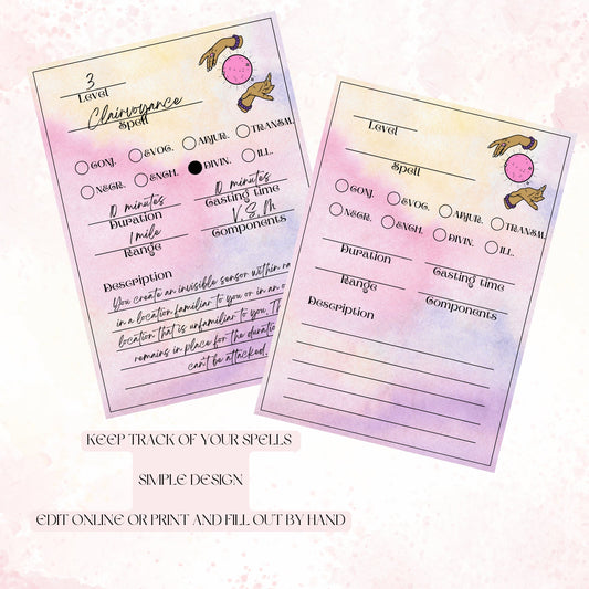 Fillable Spell Cards - Alternate view 2