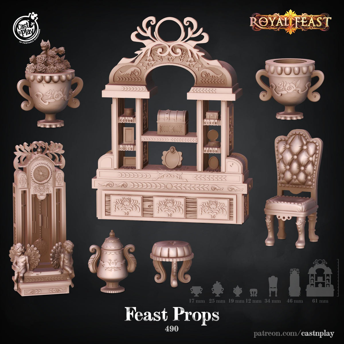 Royal Feast Feast Tavern Terrain Set - resin tabletop miniature front view