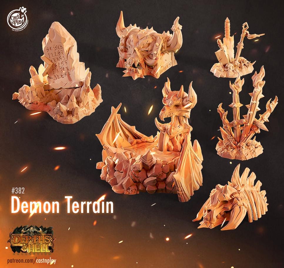 Depths of Hell Demon Hell Terrain Set - resin tabletop miniature front view