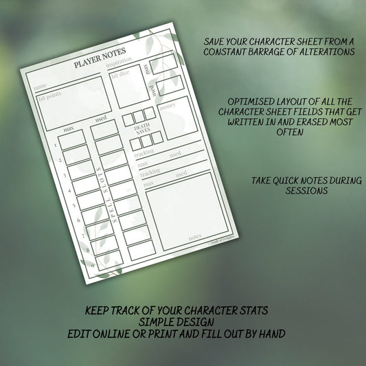 Player Notes Card - Alternate view 2
