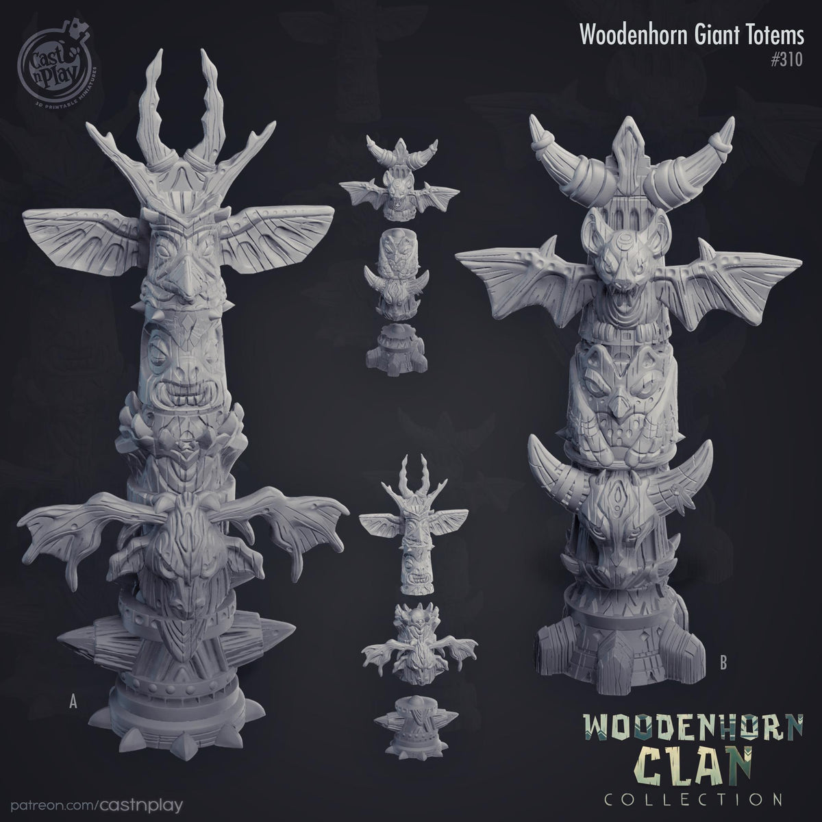 Woodernhorn Clan Collection Totem Terrain - resin tabletop miniature front view