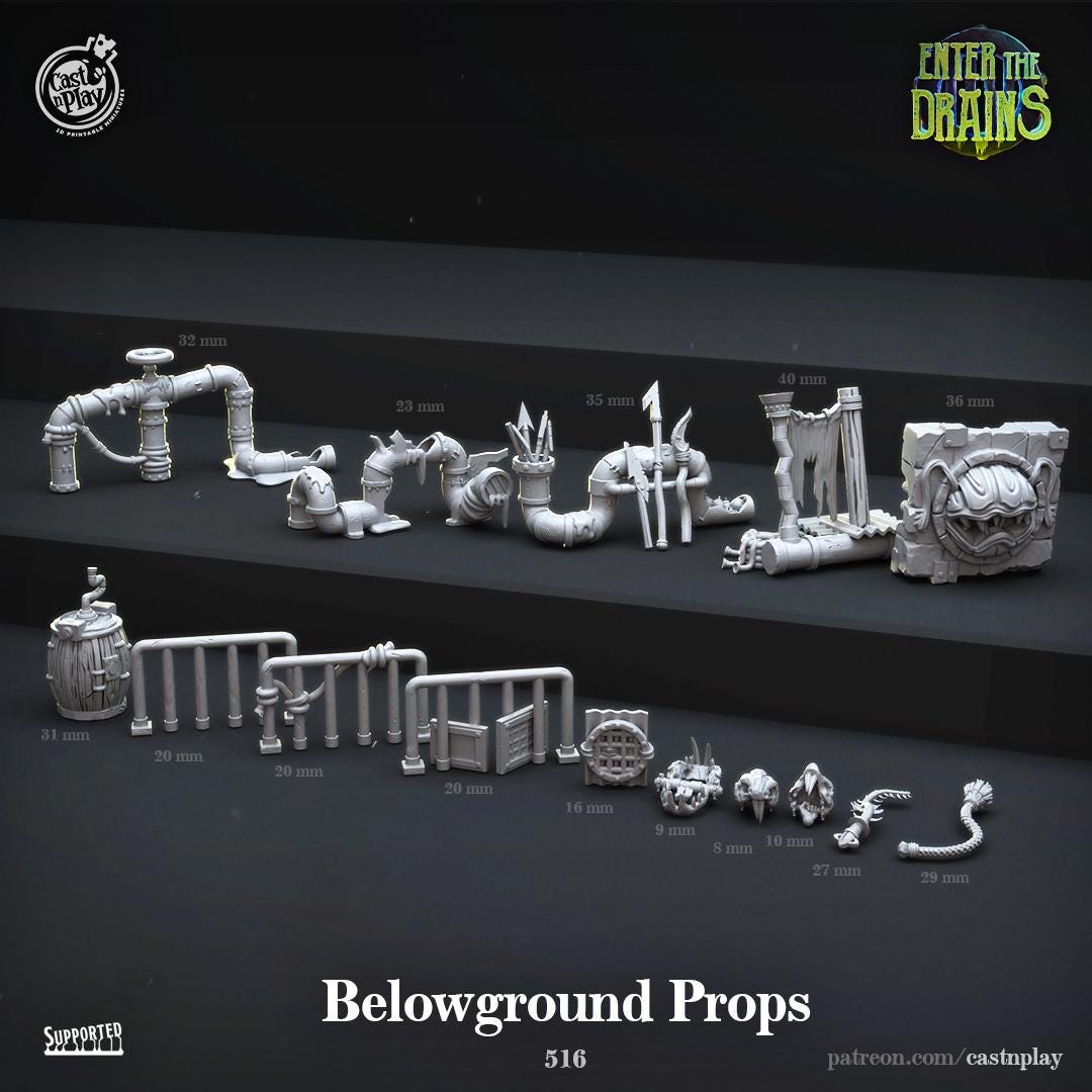 Enter The Drains Sweage Terrain Set - resin tabletop miniature front view