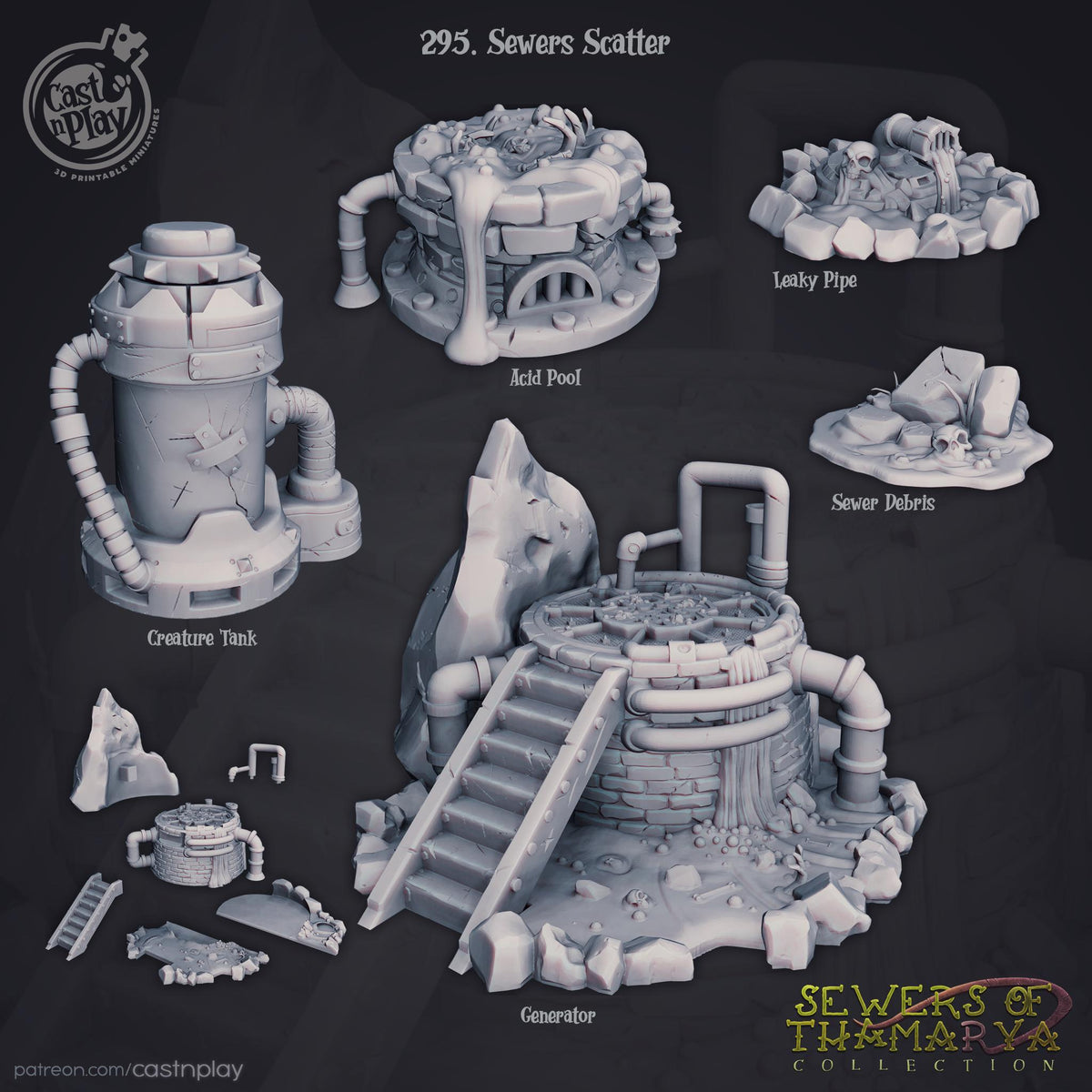 Sewers of Thamarya Terrain - resin tabletop miniature front view