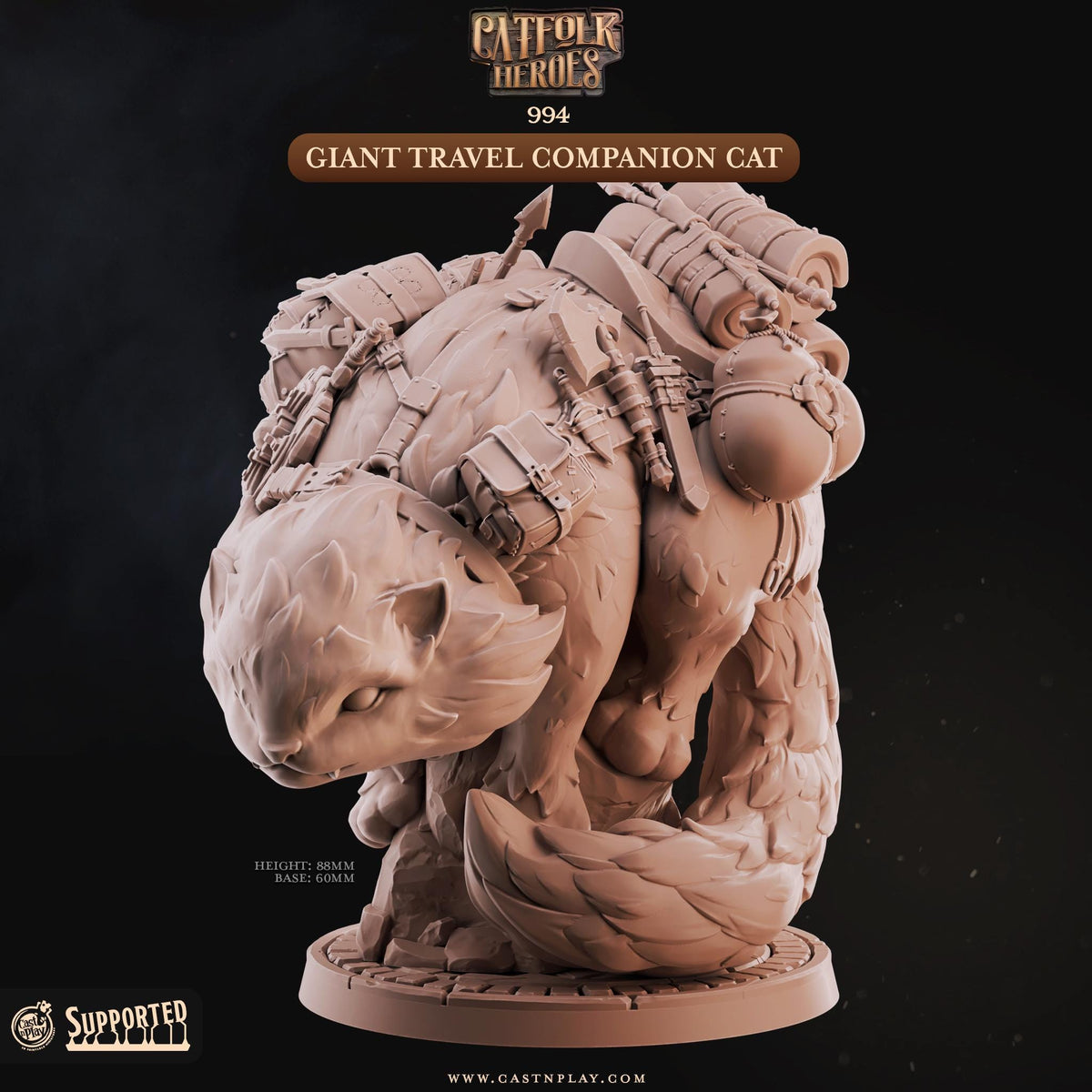 Tabaxi Companion Miniature - resin tabletop miniature front view