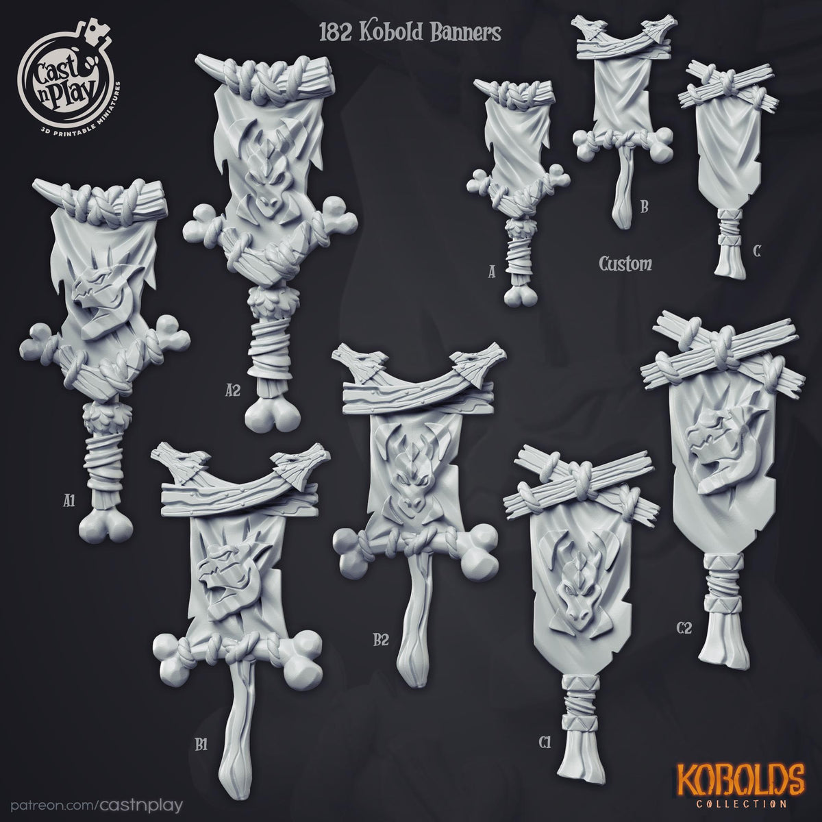 Kobold Banner Scatter Terrain - resin tabletop miniature front view