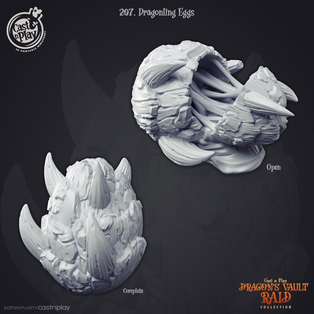Dragons Vault Raid Hatchling Dragonling Egg Scatter Terrain - resin tabletop miniature front view