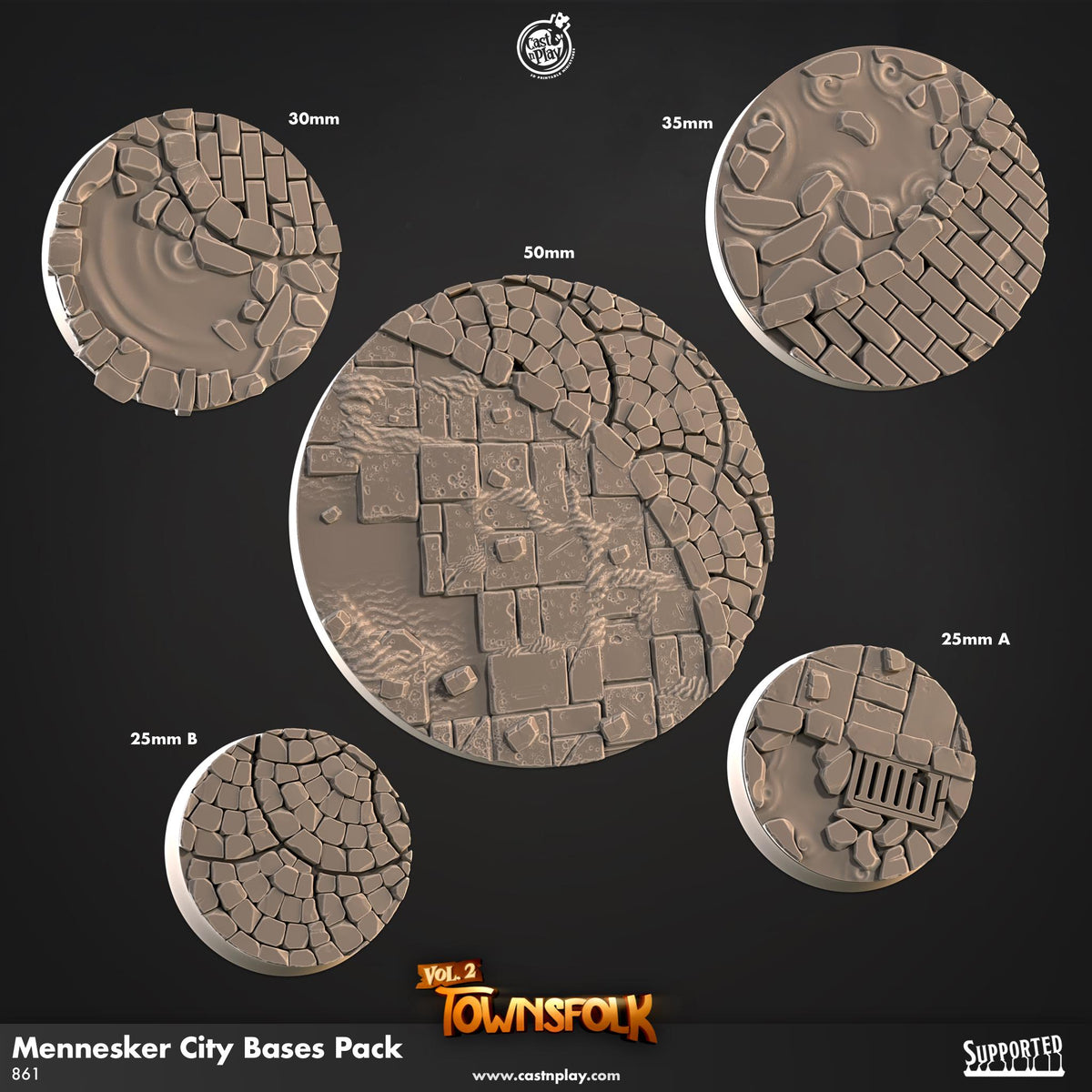Townsfolk Vol.2 Miniature Bases - resin tabletop miniature front view