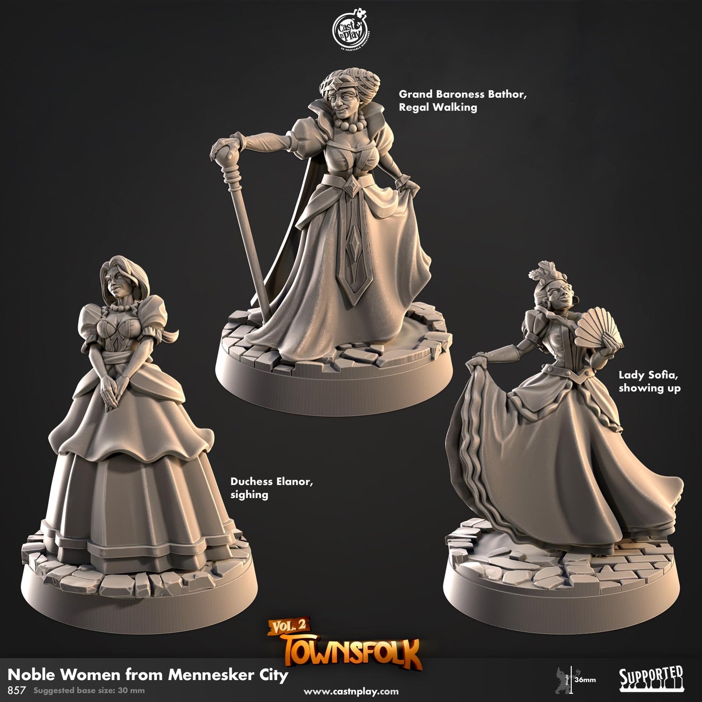 Princess - Duchess - Baroness Miniature - resin tabletop miniature front view