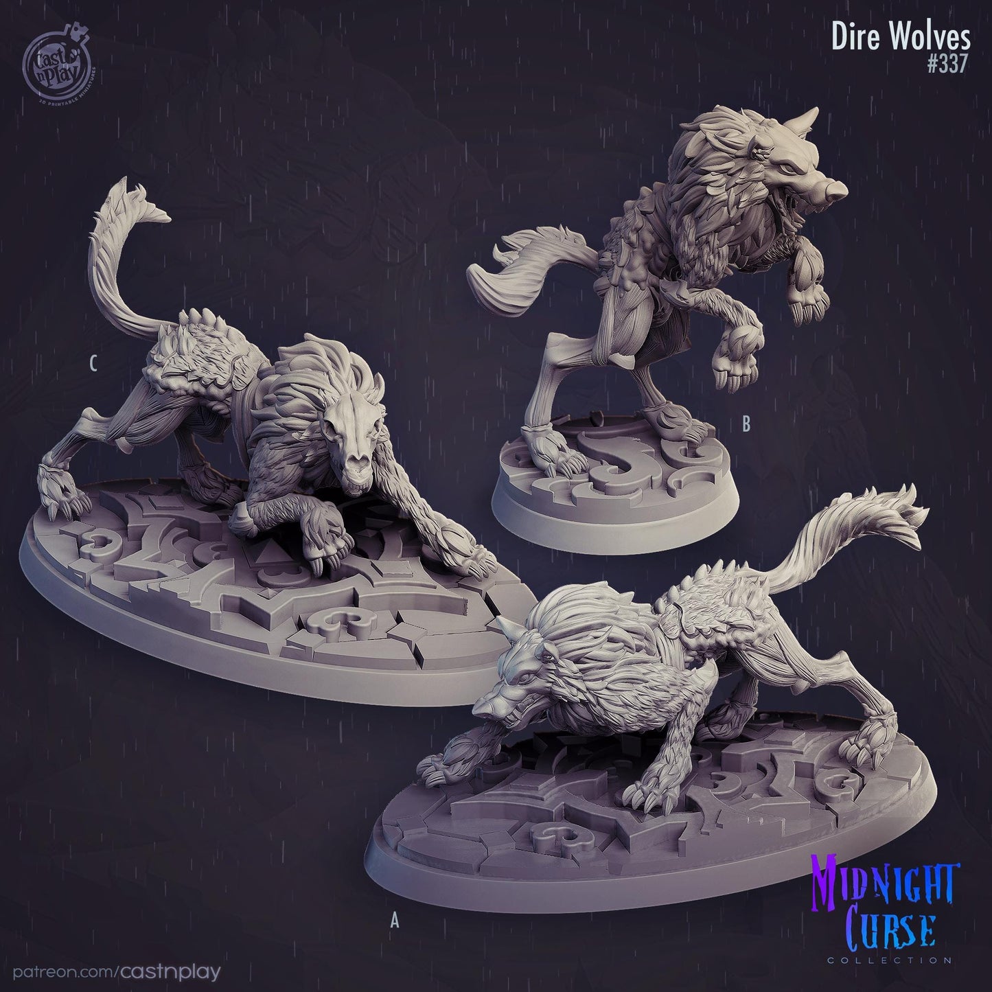Dire Wolf Miniature - resin tabletop miniature front view