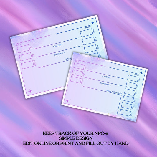 Fillable NPC Cards - Alternate view 2