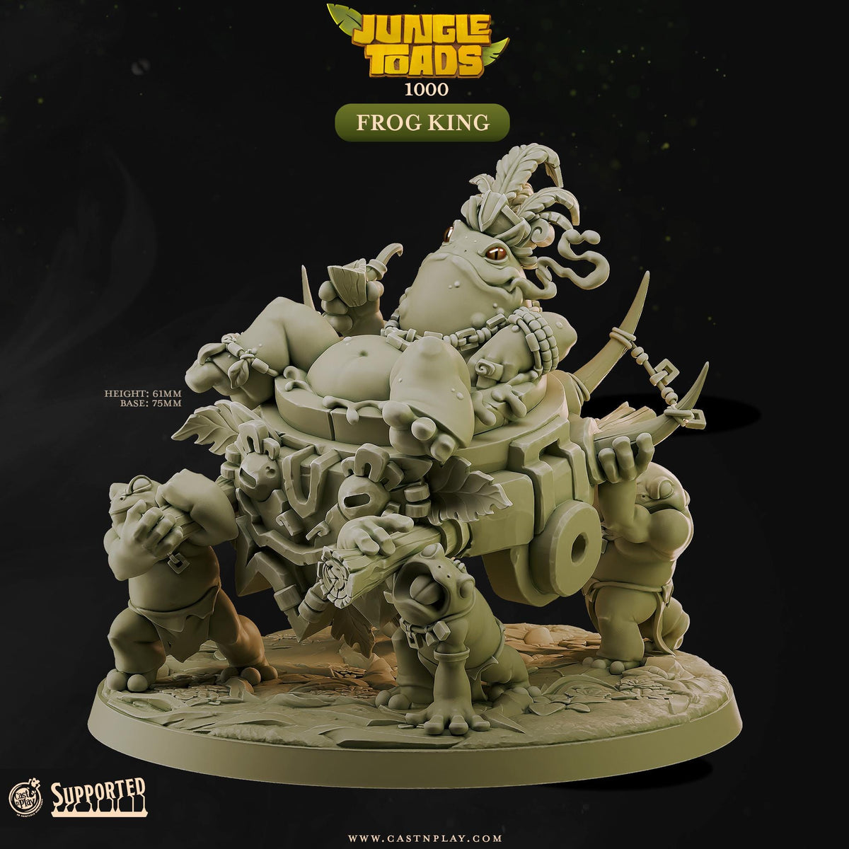 Grung King Miniature - resin tabletop miniature front view