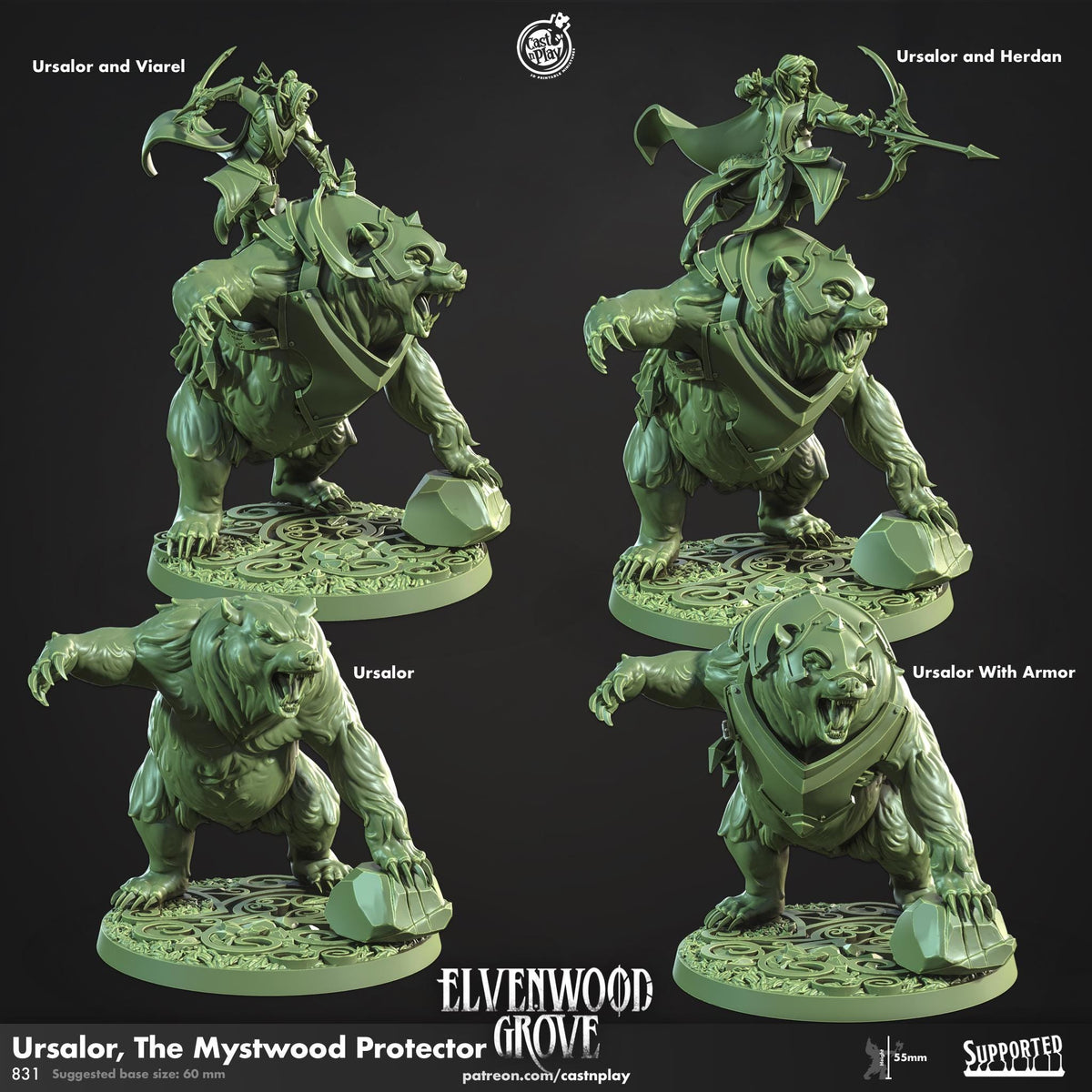 Elf Animal Companion Miniature - resin tabletop miniature front view