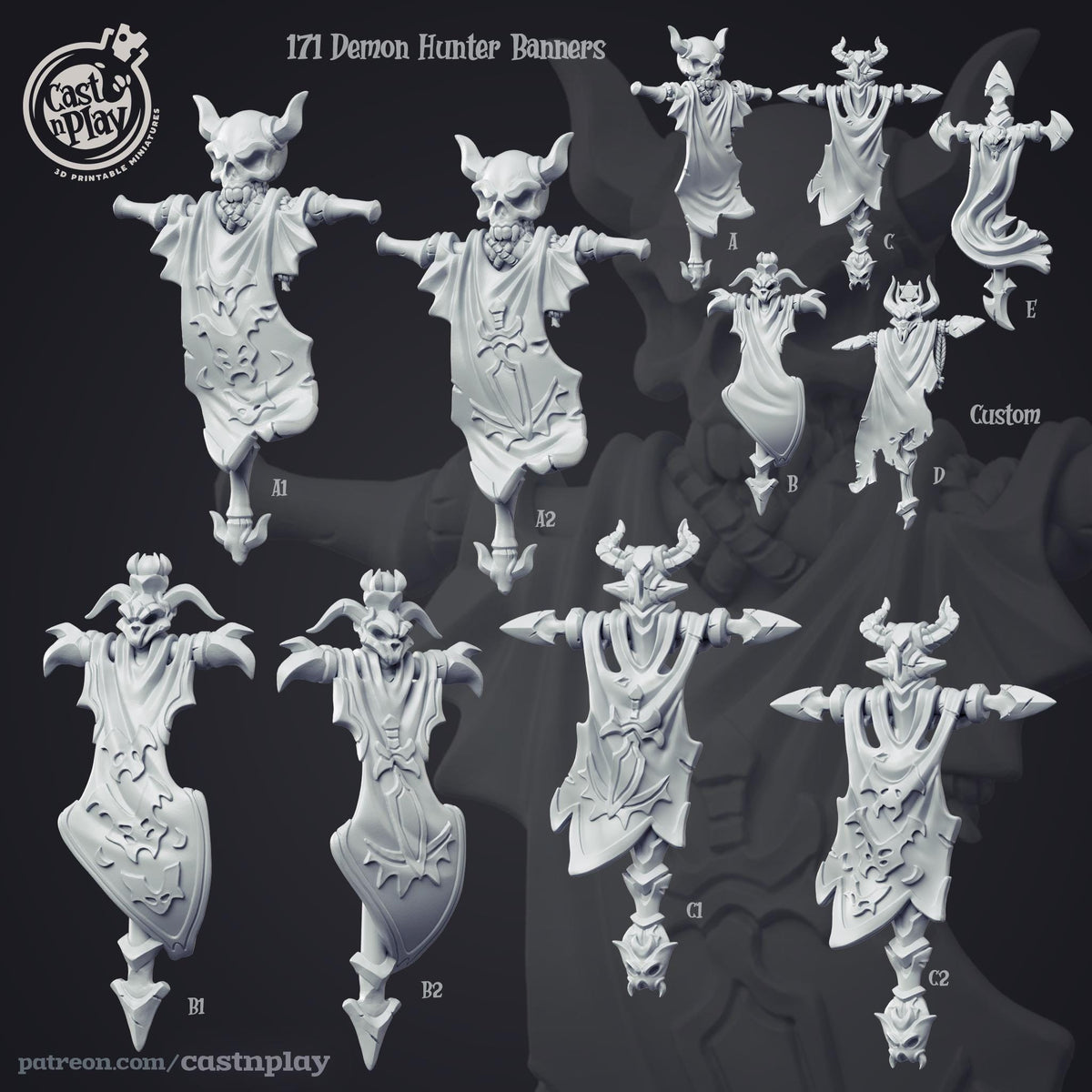Demon Hunter Banner Scatter Terrain - resin tabletop miniature front view