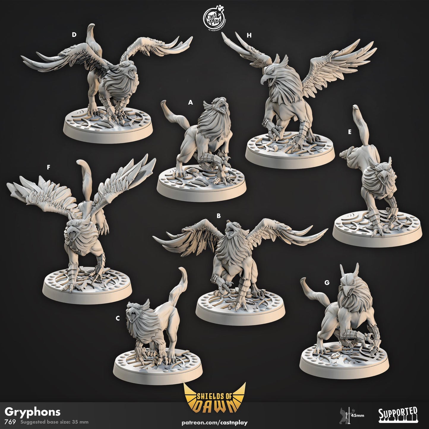 Gryphon Mount Miniature - resin tabletop miniature front view