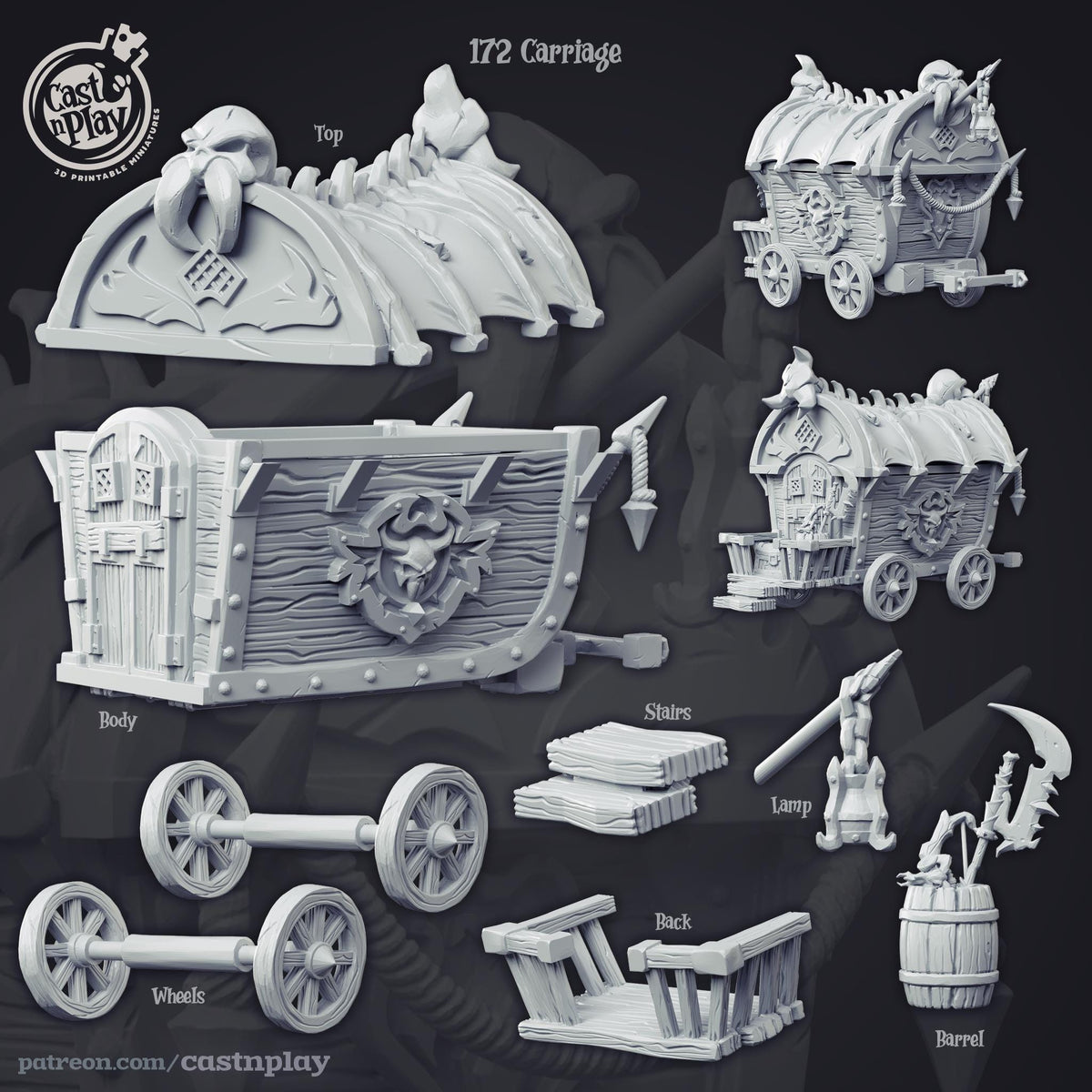 Demon Hunters Carriage Terrain Set - resin tabletop miniature alternate angle