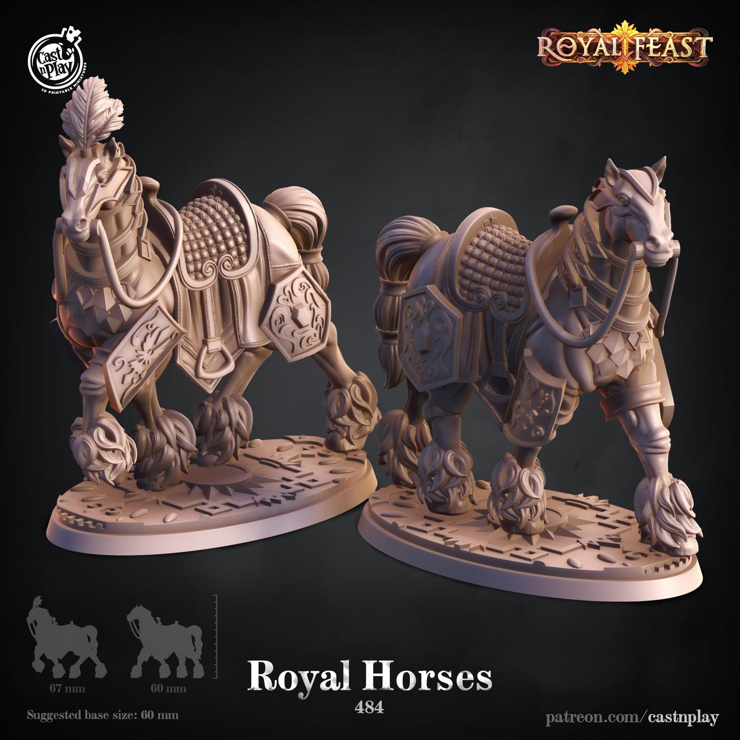 Horse Mount Miniature - resin tabletop miniature front view