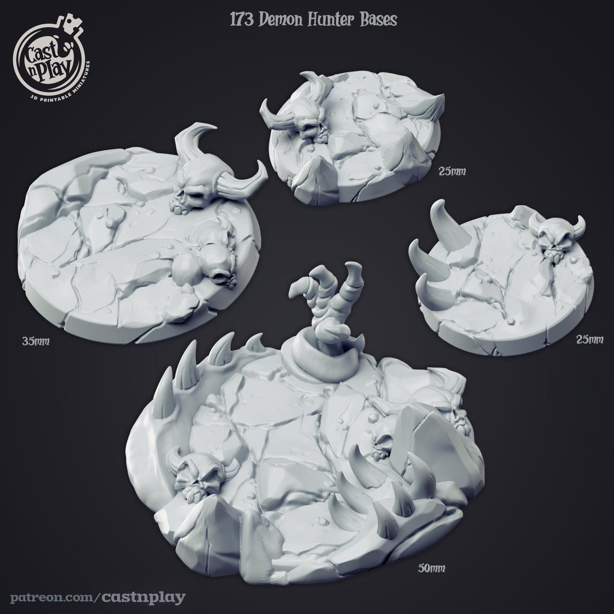 Demon Hunters Collection Bases Set - resin tabletop miniature front view