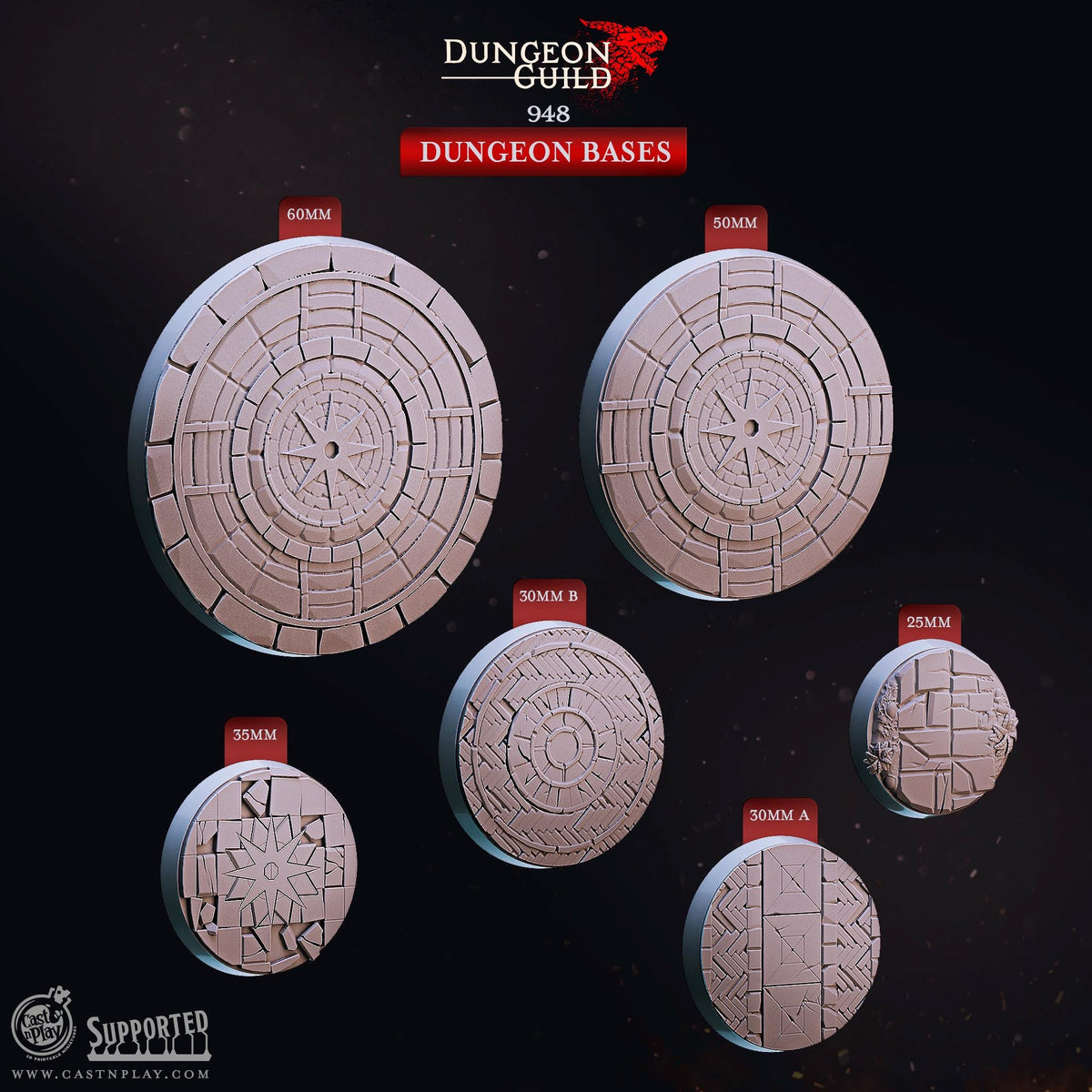 Dungeon Guild Bases Set - resin tabletop miniature front view
