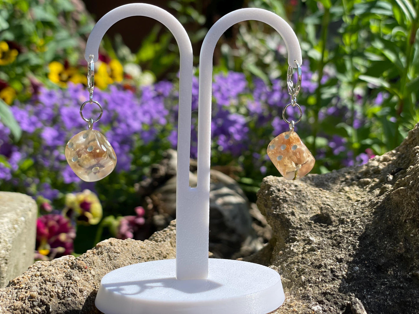 Clear D6 Dice Earrings - Alternate view 6