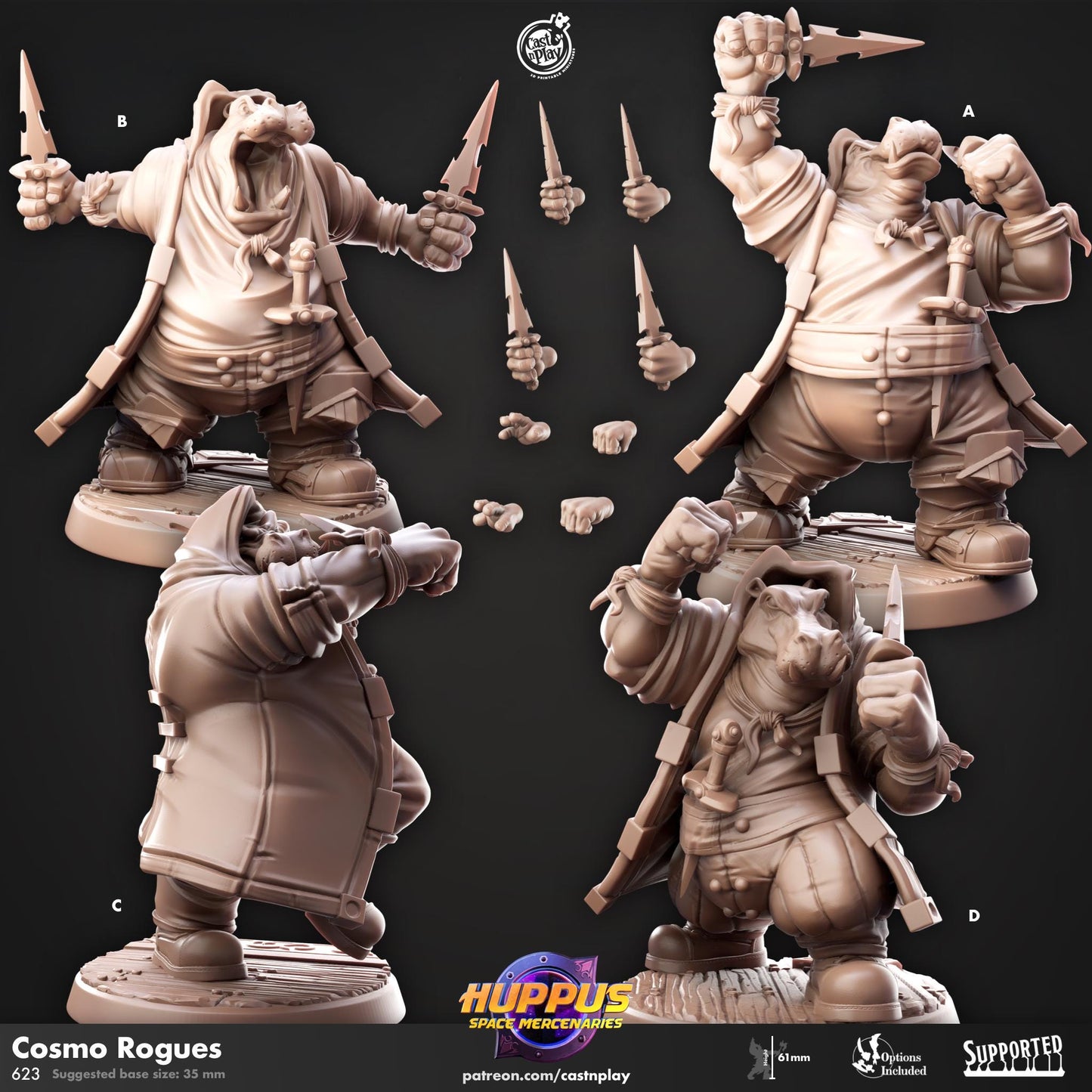 Giff Rogue Miniature - resin tabletop miniature front view