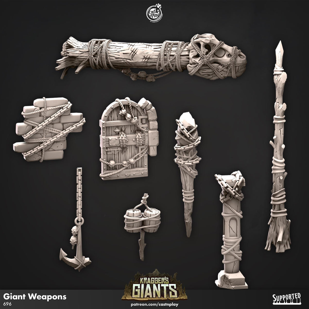 Kragger's Giants Collection Weapons Set Terrain - resin tabletop miniature front view