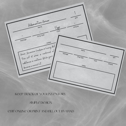 Fillable Item Cards - Alternate view 2