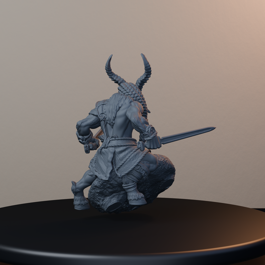 Goatmen Fantasy Miniatures - Goatman Pose 01 - front right three-quarter view