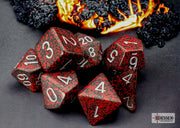 Chessex Speckled Silver Volcano Polyhedral 7-Dice Set - resin tabletop miniature front view