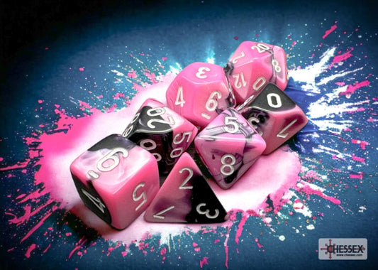 Chessex Gemini Black-Pink/white Polyhedral 7-Dice Set product image
