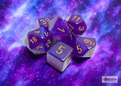 Chessex Borealis Royal Purple/gold Luminary Polyhedral 7-Dice Set alternate product image 2