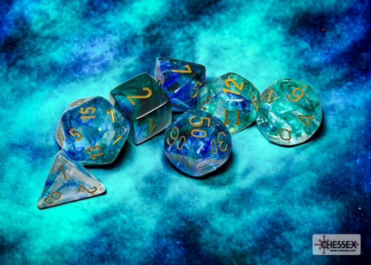 Chessex Nebula Oceanic/gold Luminary Polyhedral 7-Dice Set alternate product image 2