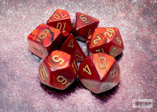 Chessex Scarab Scarlet/gold Polyhedral 7-Dice Set product image