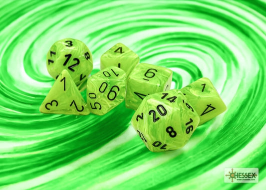 Chessex Vortex Bright Green/black Polyhedral 7-Dice Set product image