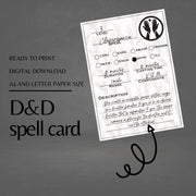 Fillable Spell Cards - digital download preview