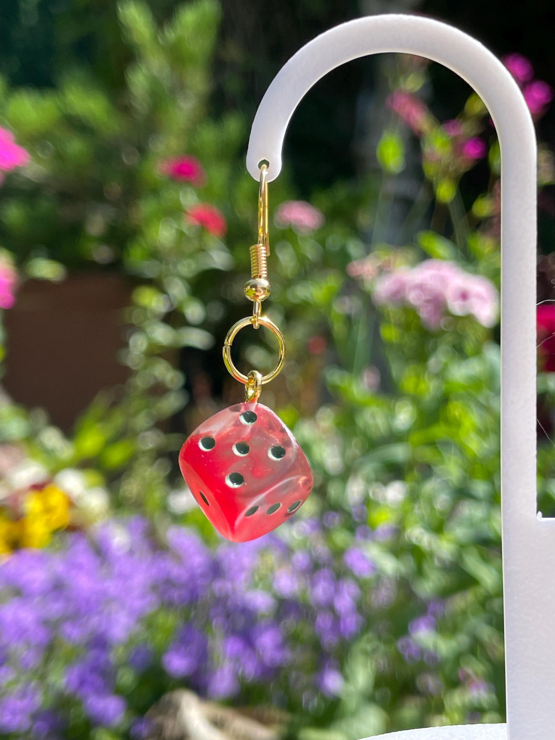 Red D6 Dice Earrings - Alternate view 3