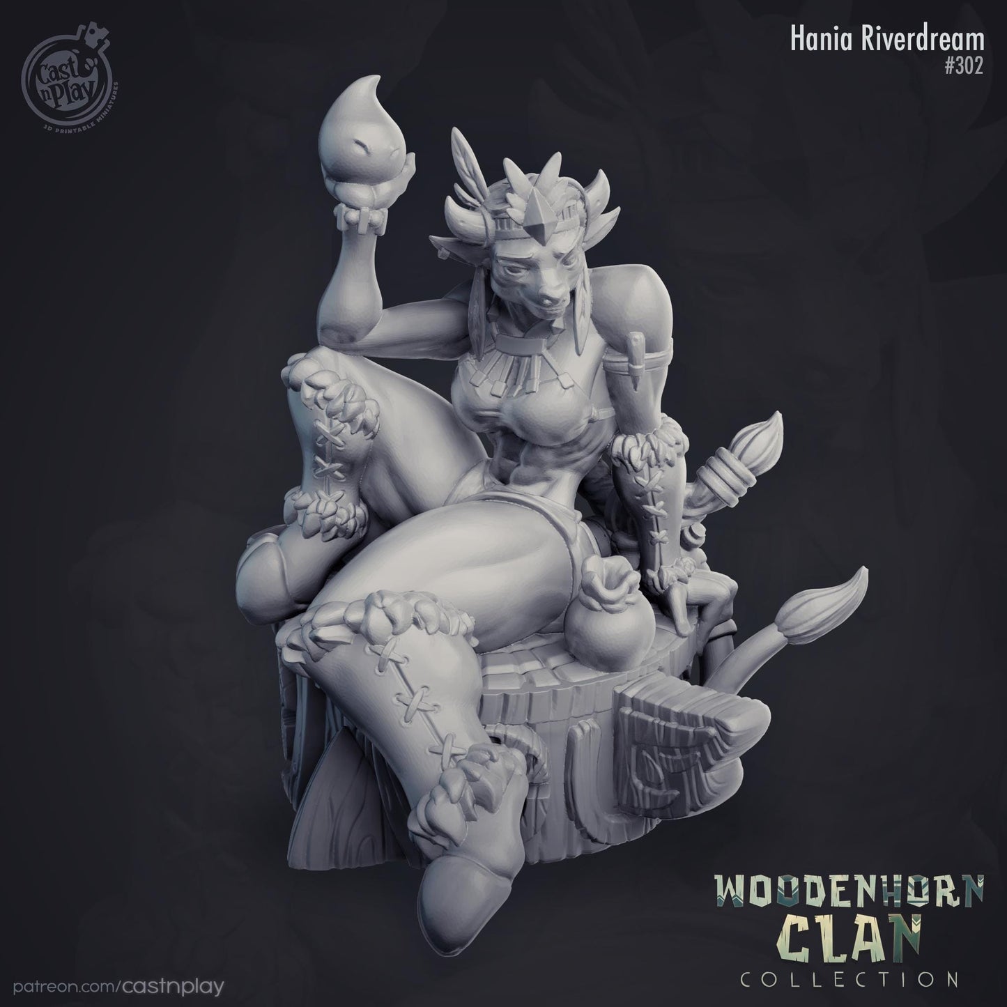 Female Minotaur Sorcerer Miniature