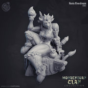 Female Minotaur Sorcerer Miniature - resin tabletop miniature front view