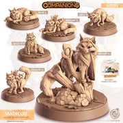 Maine Coon Cat Animal Companion Miniature - resin tabletop miniature front view