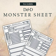 Fillable Monster Sheet - digital download preview