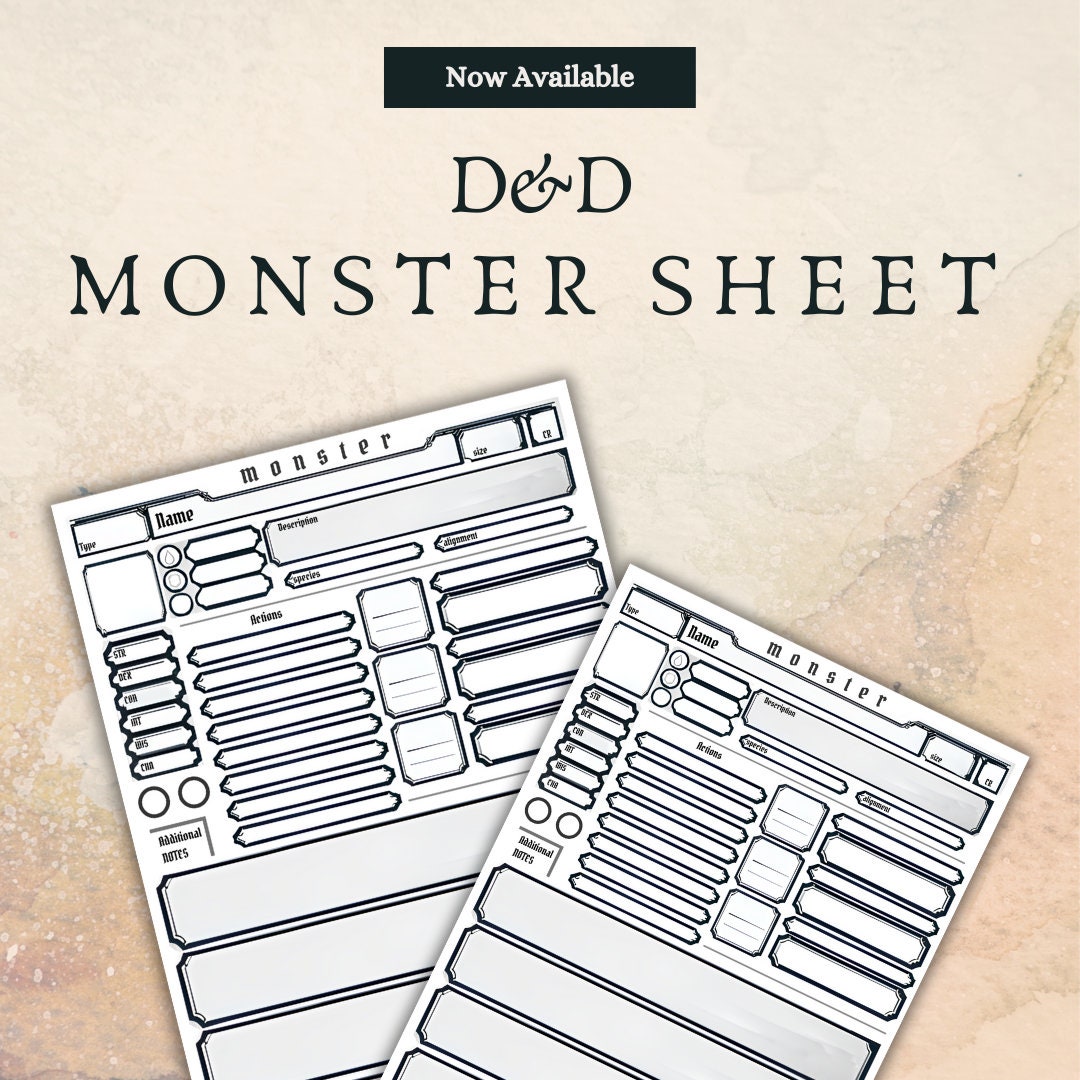 Fillable Monster Sheet