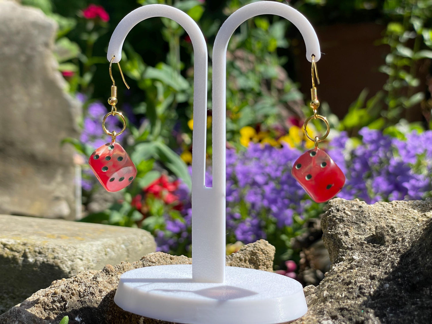 Red D6 Dice Earrings - Alternate view 2