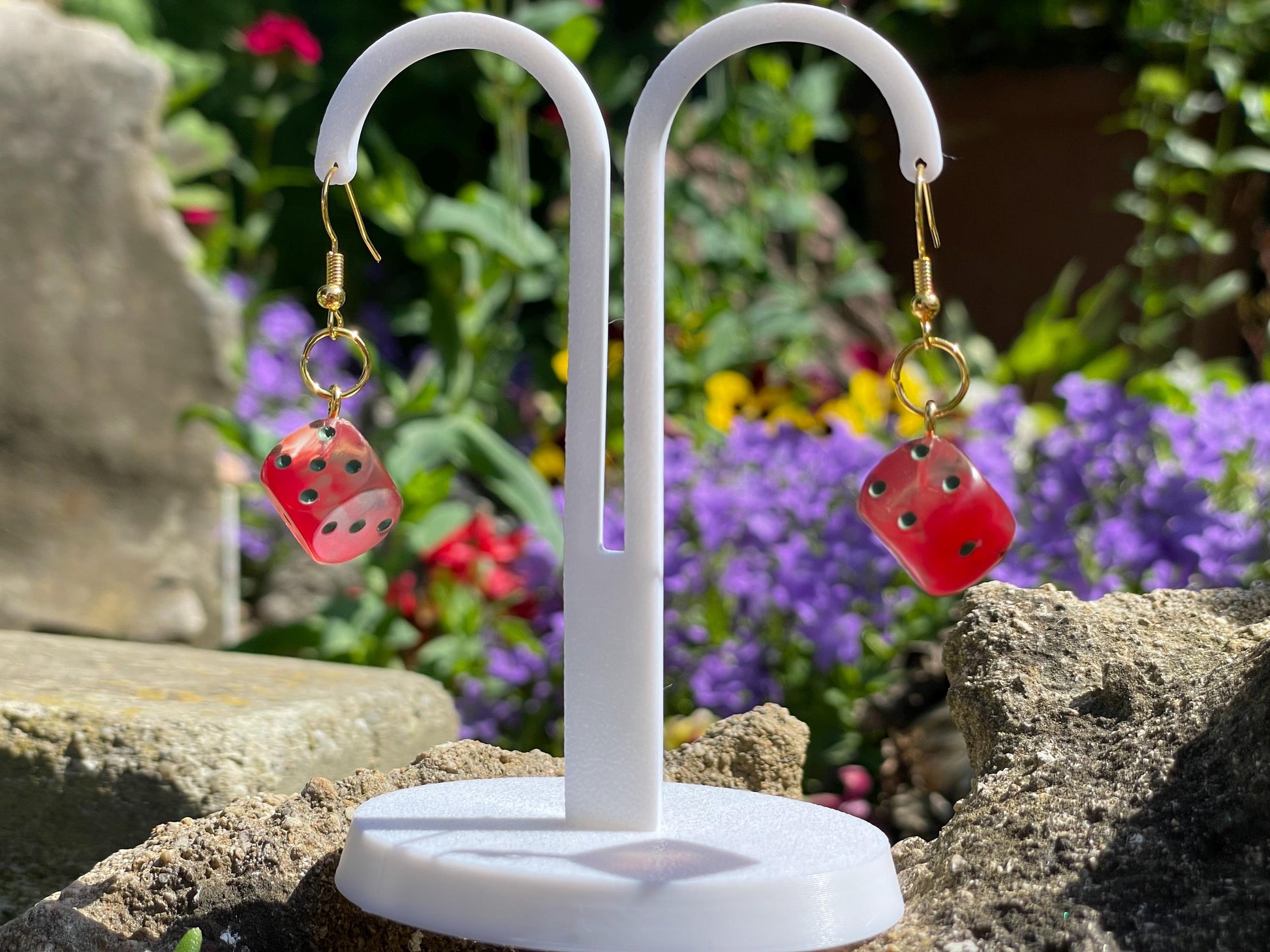 Red D6 Dice Earrings - Alternate view 2