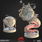 Cauldron Mimic Miniature - resin tabletop miniature front view