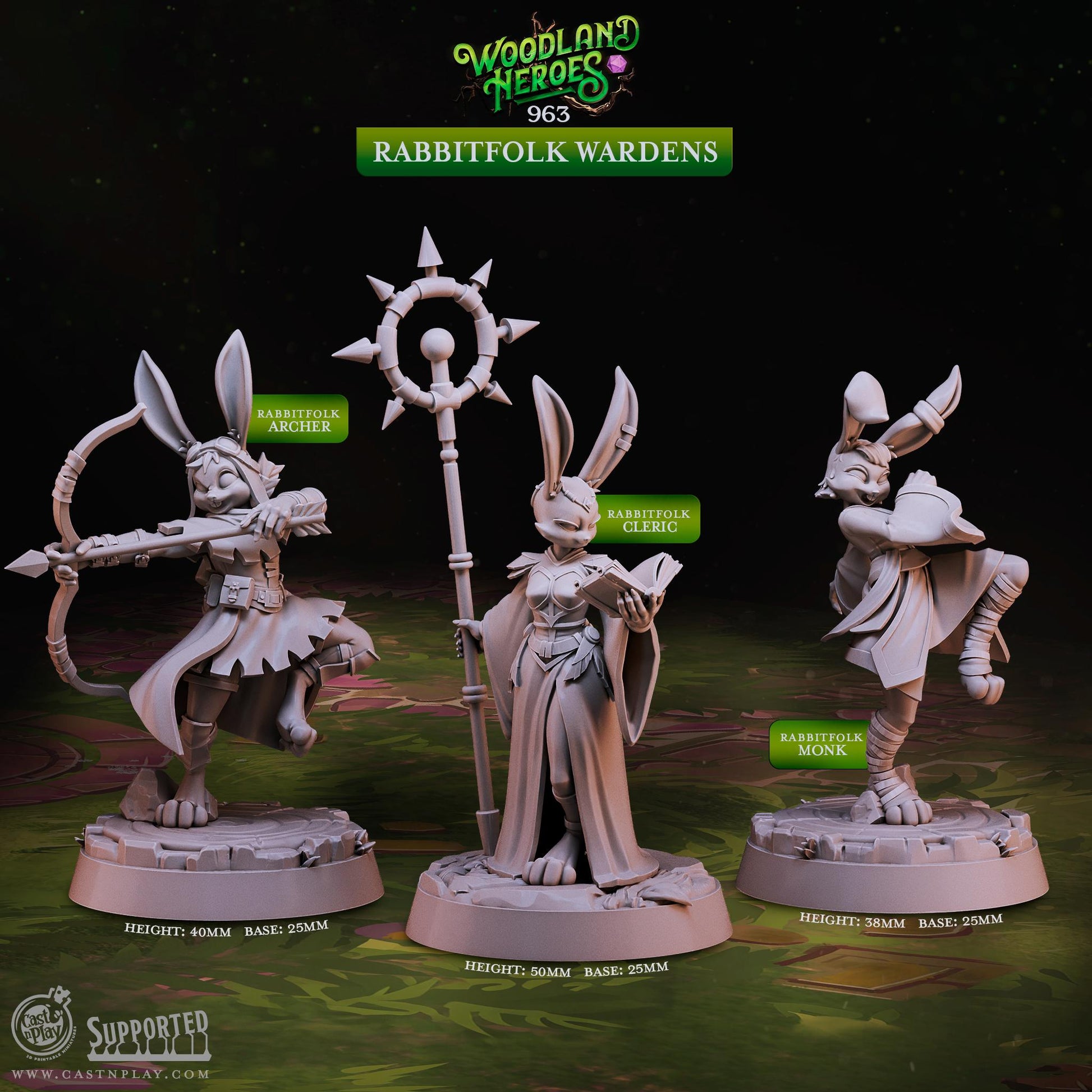 Rabbitfolk Cleric Miniature - Alternate view 2